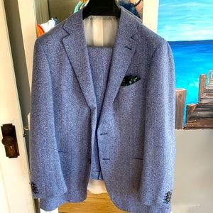 Suitsupply Havana 2 button blue herringbone suit